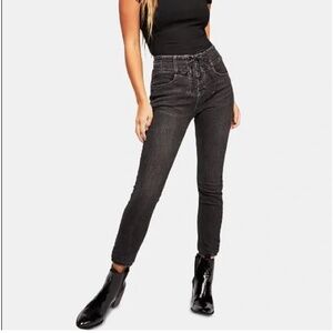 We The Free Crvy Black Stretch Skinny High Rise Lace Up Jeans / Pants Size 31